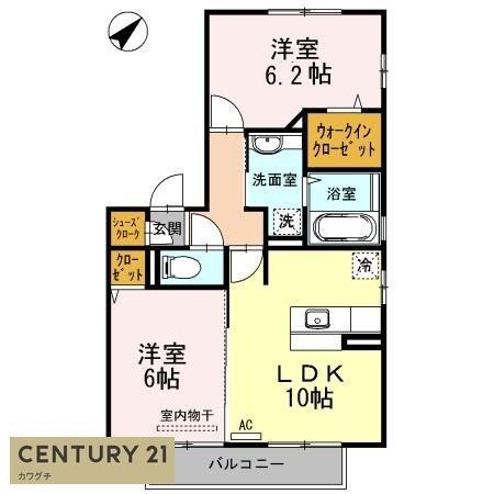 ミラカーサ II棟(2LDK/2階)の間取り写真