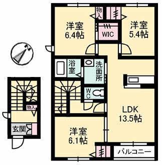 メゾンアンビシア(3LDK/2階)の間取り写真