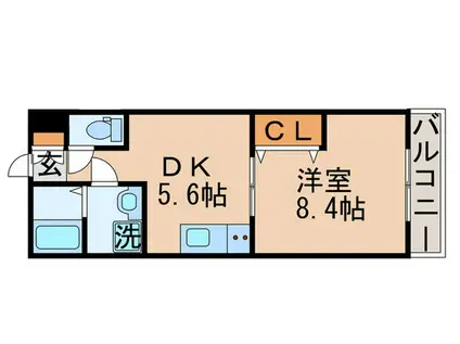 プリンス(1DK/2階)の間取り写真
