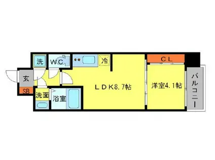 セレニテ本町エコート(1LDK/8階)の間取り写真