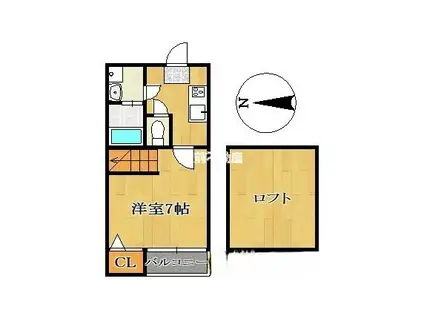 シエラ柳川(1K/1階)の間取り写真