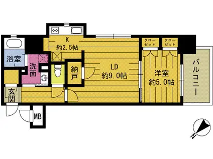 RJRプレシア大分駅前(1LDK/14階)の間取り写真