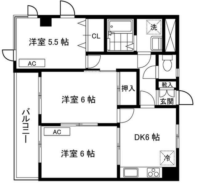 フォレストフィールド(3DK/2階)の間取り写真