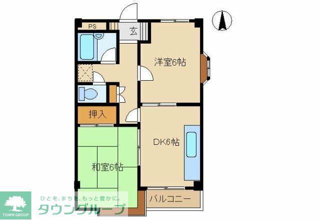 メゾンドボネ(2DK/2階)の間取り写真