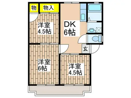 クレアーレ・カザ(3DK/2階)の間取り写真