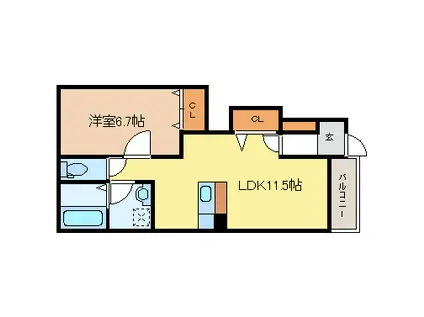 ルナハイツ(1LDK/1階)の間取り写真