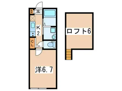 マ・ピエス町田(1K/2階)の間取り写真