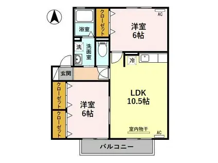 ハイブリッジ(2LDK/2階)の間取り写真