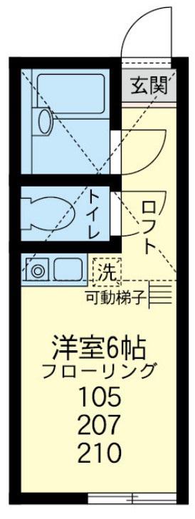 ユナイト上大岡マークエスター(ワンルーム/2階)の間取り写真