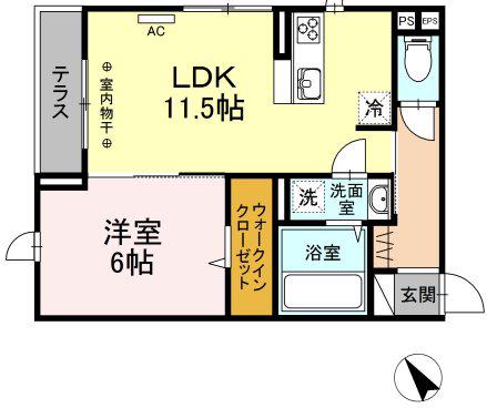 MONTEE AMOUR 2ND(1LDK/1階)の間取り写真