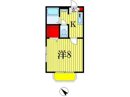 セレ本千葉(1K/2階)の間取り写真