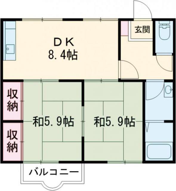 コートヴィレッジII(2DK/2階)の間取り写真