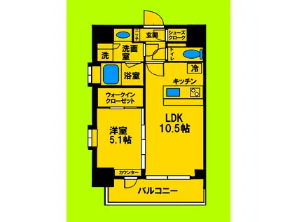 スプランディッド江坂スリー(1LDK/9階)の間取り写真