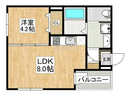 ハーモニーテラス中川西II(1LDK/3階)の間取り写真