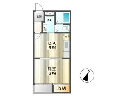 山王レジデンス(1DK/2階)の間取り写真