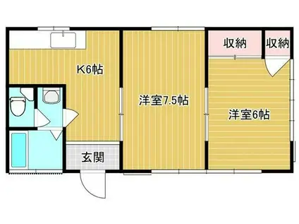花神ビル(2K/1階)の間取り写真
