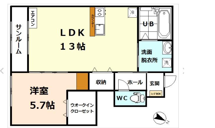 CHOUCHOU(1LDK/1階)の間取り写真