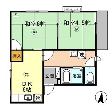 サンハイツ学園前(2DK/1階)の間取り写真