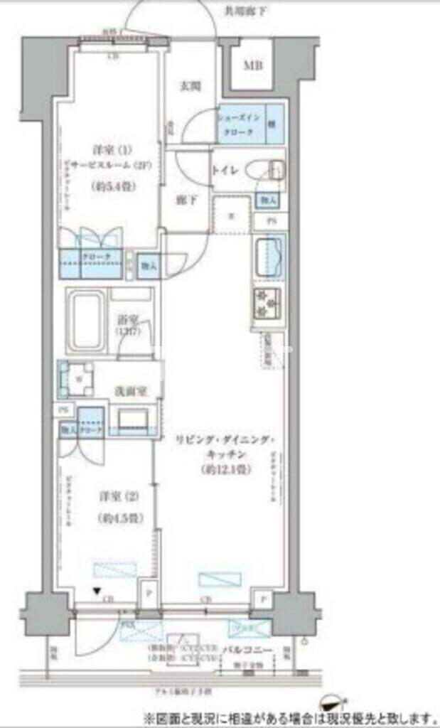 パークアクシス文京本郷(2LDK/7階)の間取り写真