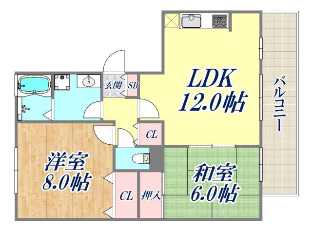 セジュール壹番館(2LDK/3階)の間取り写真