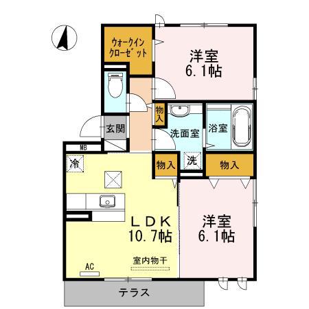 アルティスタA(2LDK/1階)の間取り写真