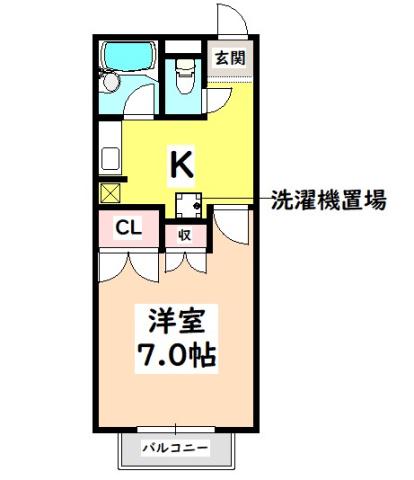 DEAR COURT A棟(1K/2階)の間取り写真