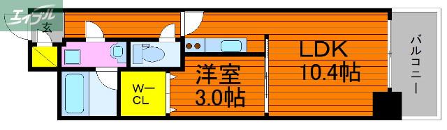 カーサとぎや町(1LDK/8階)の間取り写真