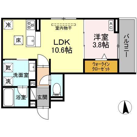 セレスティア藤江町(1LDK/1階)の間取り写真