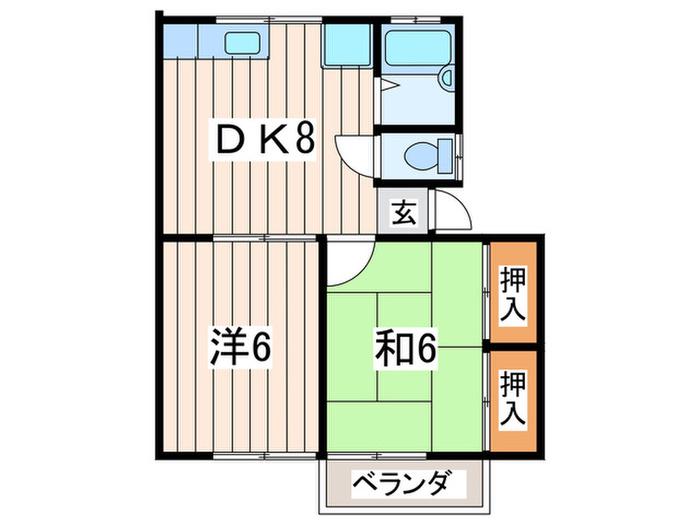 ハイム小国2(2DK/2階)の間取り写真