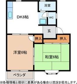 ハイツリバティー(2DK/1階)の間取り写真