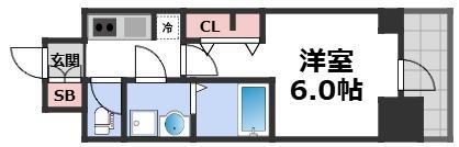 S-RESIDENCE松屋町ASENCE(1K/6階)の間取り写真