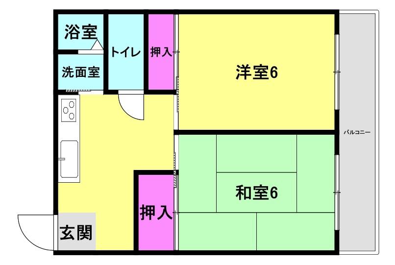 辻川マンション(2DK/3階)の間取り写真