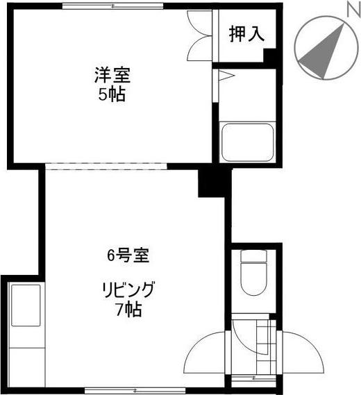 川瀬マンション(1DK/2階)の間取り写真
