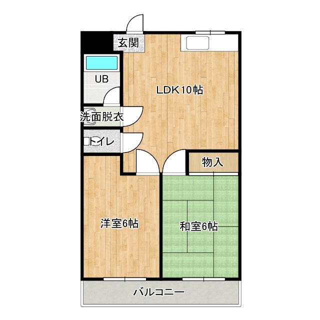 長尾マンション(2LDK/3階)の間取り写真