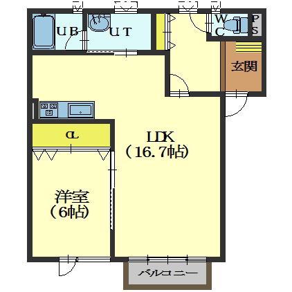 ルーチェ・I(1LDK/2階)の間取り写真