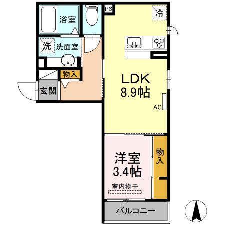 D-ROOM KUME(1LDK/2階)の間取り写真