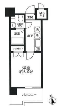 ドゥーエ川口(1K/6階)の間取り写真