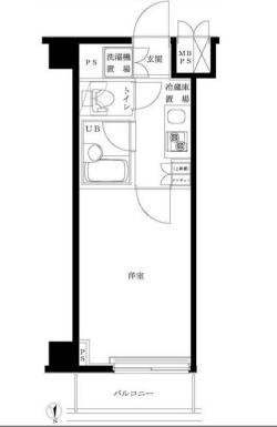 ルーブル浜田山(1K/4階)の間取り写真
