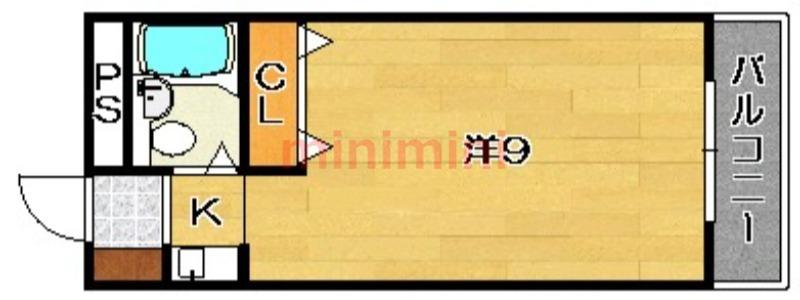 オーティハイツ茨木(ワンルーム/4階)の間取り写真