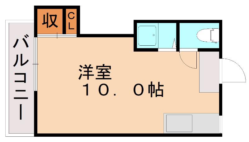 オアシス下到津II(ワンルーム/1階)の間取り写真