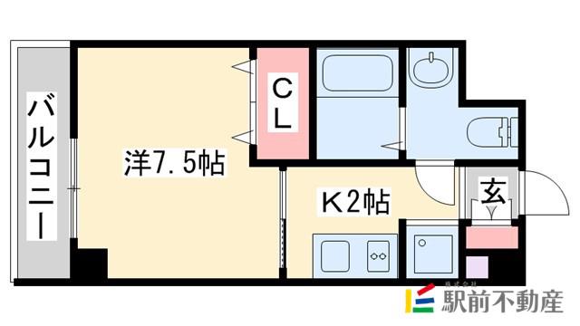 プリエール(1K/2階)の間取り写真