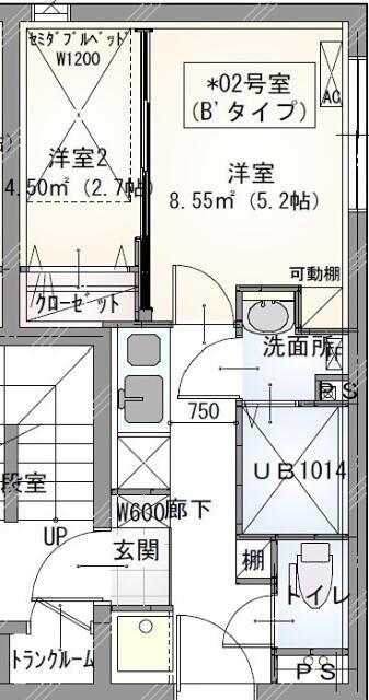 ラヴィエール秋葉原(2K/2階)の間取り写真