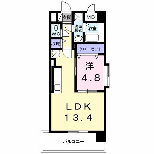 OSANPO上津(1LDK/2階)の間取り写真