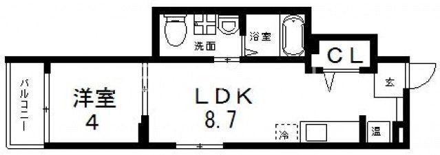 LUMIERE長瀬(1LDK/2階)の間取り写真