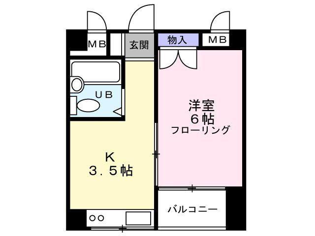 ウォーターシープ(1K/2階)の間取り写真