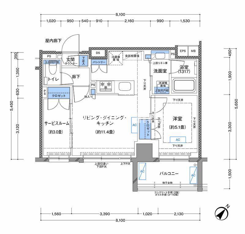 ラティエラ横濱大通公園(1SLDK/4階)の間取り写真