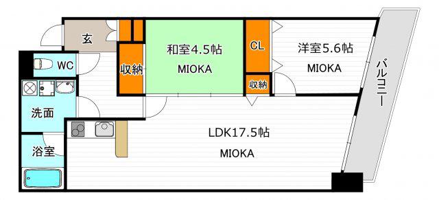 KM山坂(2LDK/3階)の間取り写真