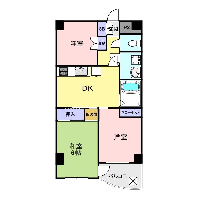 市川第7ビル(3DK/4階)の間取り写真