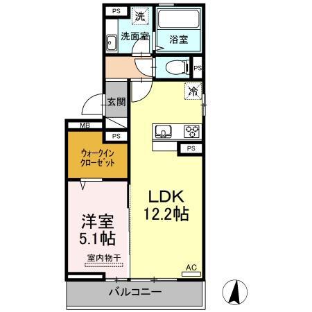 GRANDIR II(1LDK/2階)の間取り写真
