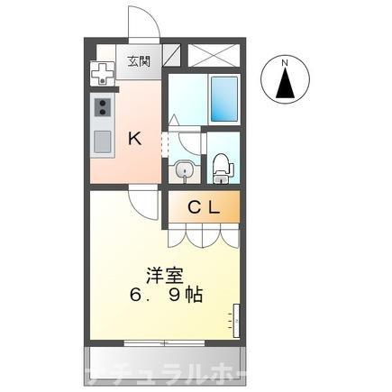 ソレイユ姫見台(1K/1階)の間取り写真